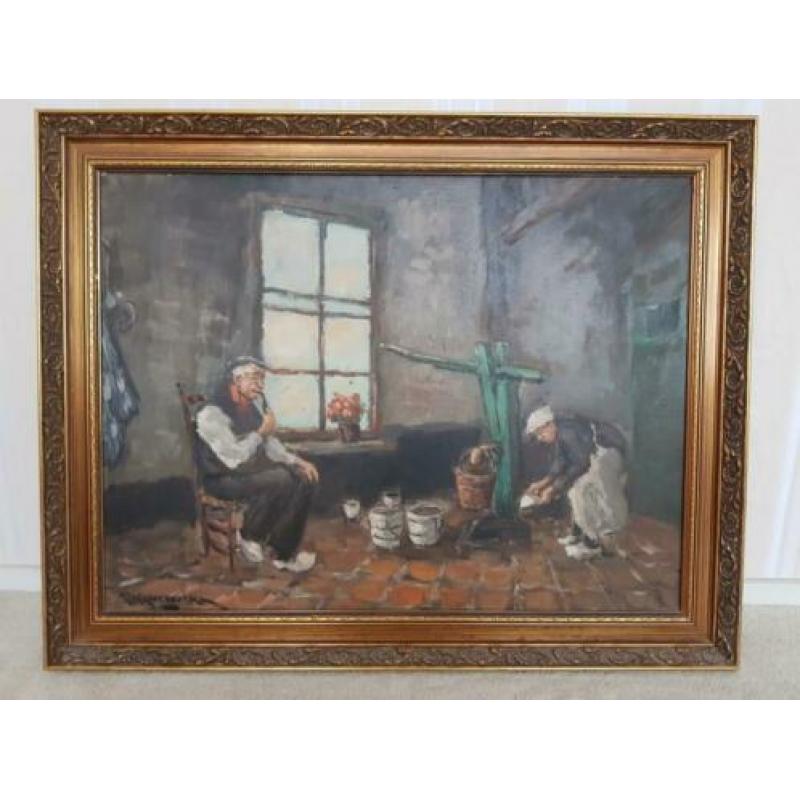 H.C. Kranenburg schilderij lijst 75 cm x 95 cm echtpaar huis