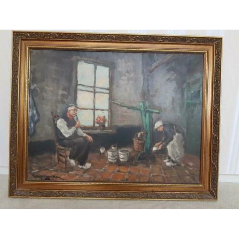 H.C. Kranenburg schilderij lijst 75 cm x 95 cm echtpaar huis