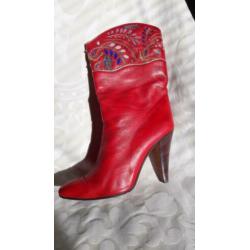 Casadei vintage laarsjes, rood, maat 37,5 (7.5)