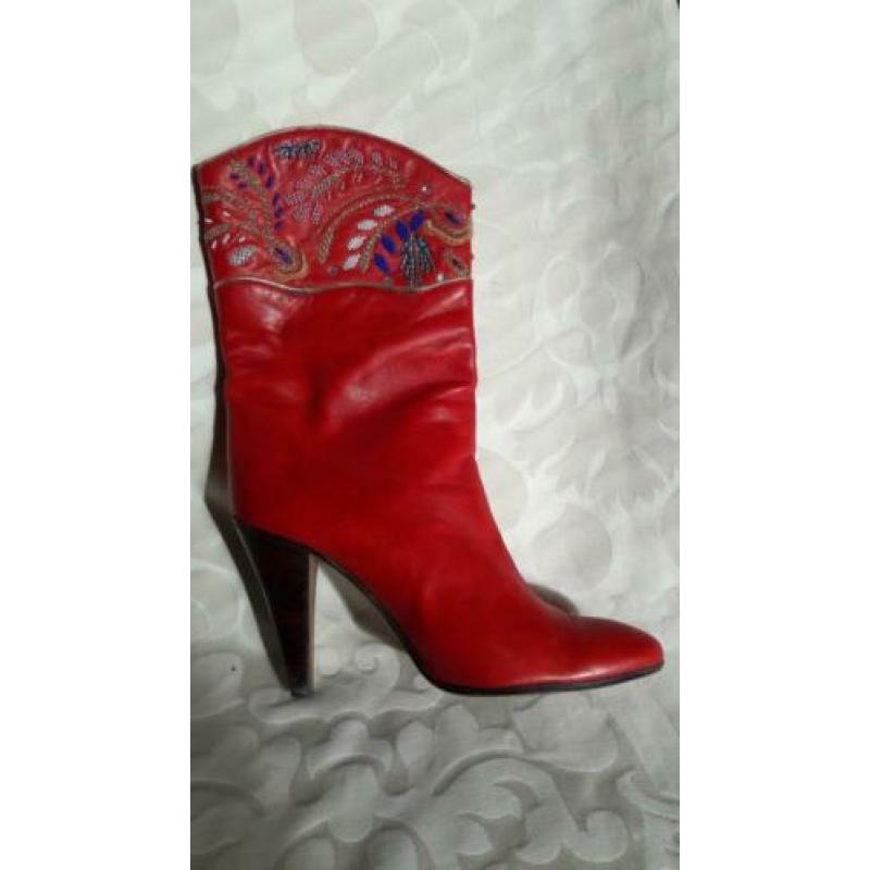 Casadei vintage laarsjes, rood, maat 37,5 (7.5)