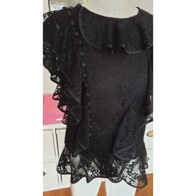 ErdemXHM zwarte kanten blouse met details. Maat S. Zgan.