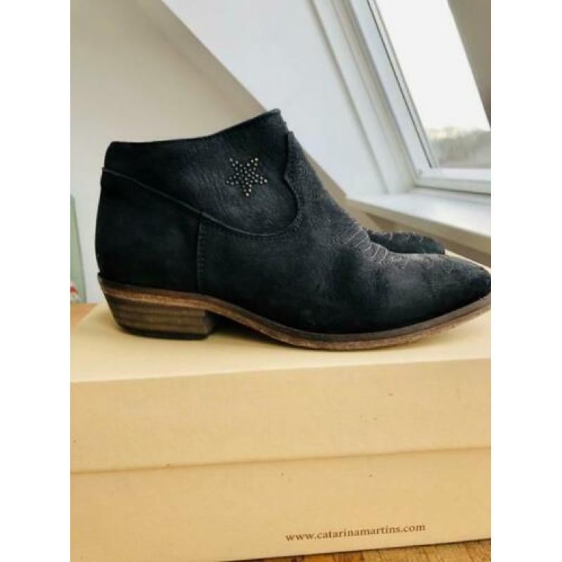 Catarina Martins zwartesuède enkel boots cowboy 37