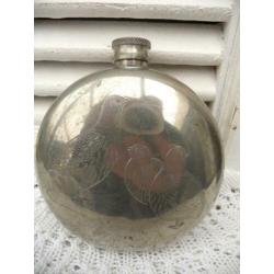 Sheffield rose pewter england Drankflesje met Jachtdecor