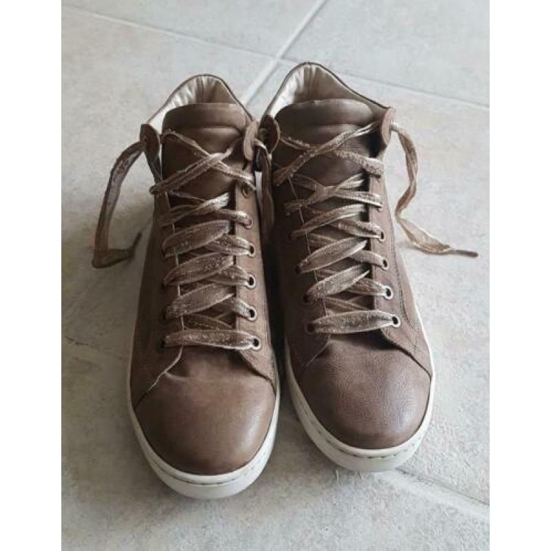 Via vai sneakers,leer,bruin,taupe,maat 40