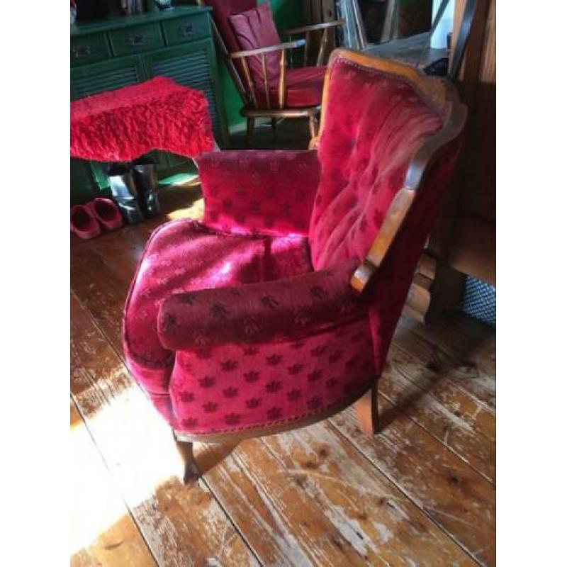 Rood velourse Queen Anne stoelen !