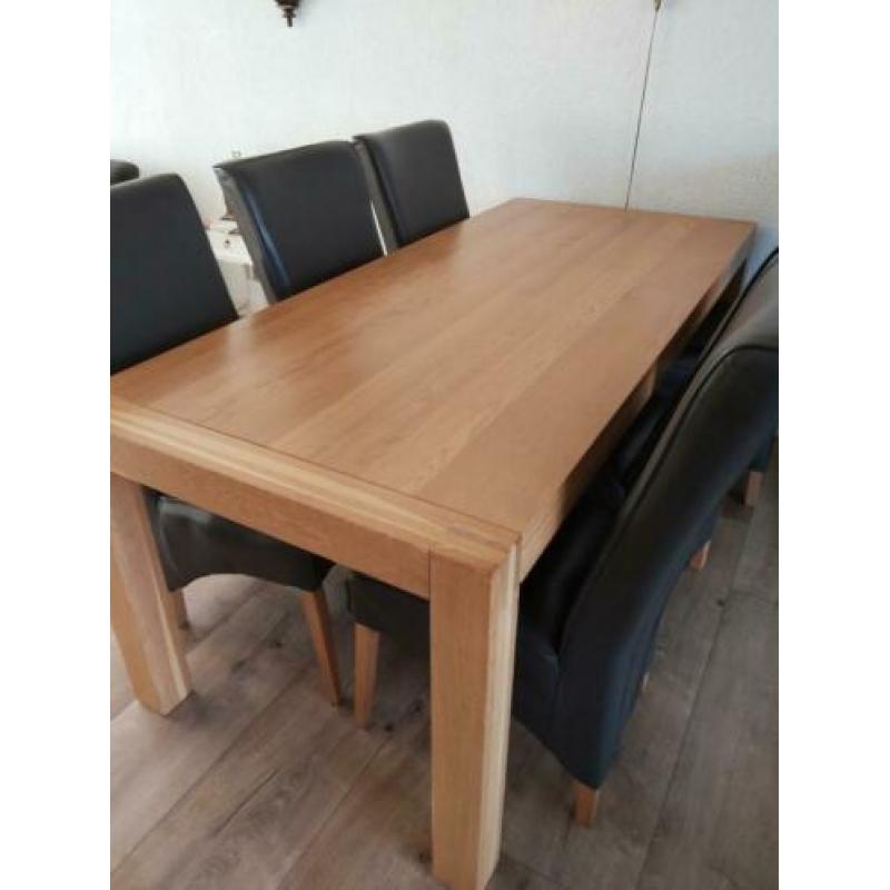 Mooie eetkamertafel, massief, blank eiken, 88 bij 200 cm