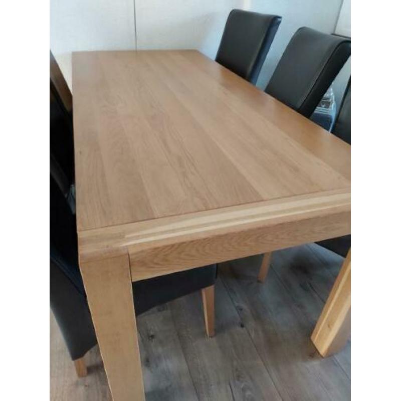 Mooie eetkamertafel, massief, blank eiken, 88 bij 200 cm