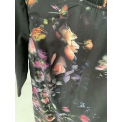 Ted baker zwarte jurk met bloemen mt 38 40