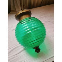 hanglamp antiek groen glas met koper