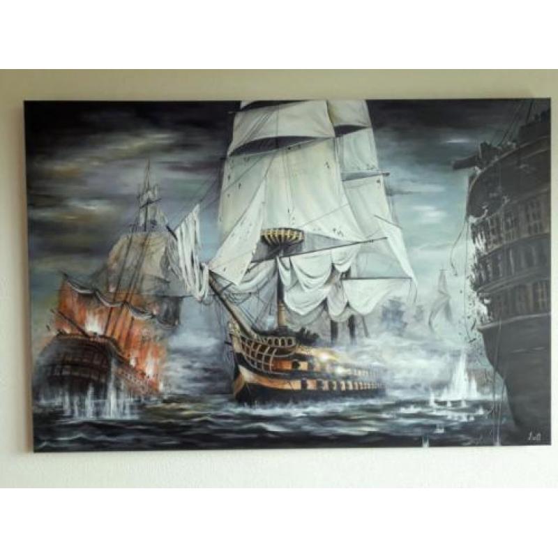 Zeeslag groot schilderij / modern klassiek 80x120cm