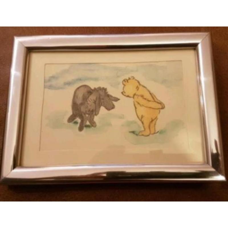 Originele Aquarel Winnie de Pooh Poeh en Iejoor.