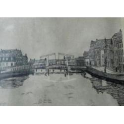 prachtige tekening Haarlem Spaarne Wim Koster (1897-1989)