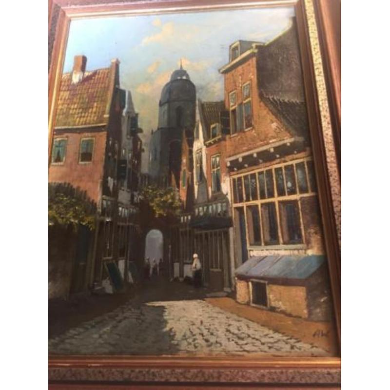 Stadsgezicht schilderij mongr A W