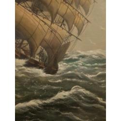 Olieverf op doek schilderij viermaster/windjammer Passaat