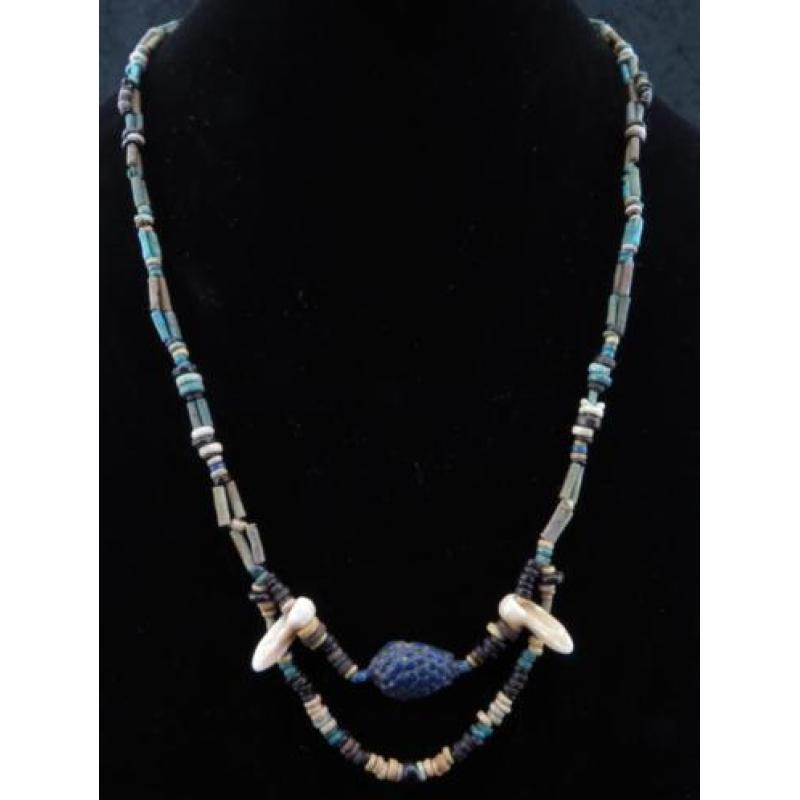 Egyptian necklace made of faience mummy beads, Amarna grapes