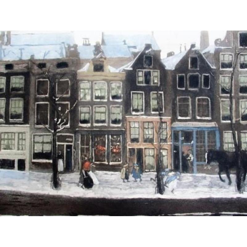 Oude druk Lauriergracht Amsterdam signatuur G.H. Breitner