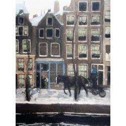 Oude druk Lauriergracht Amsterdam signatuur G.H. Breitner