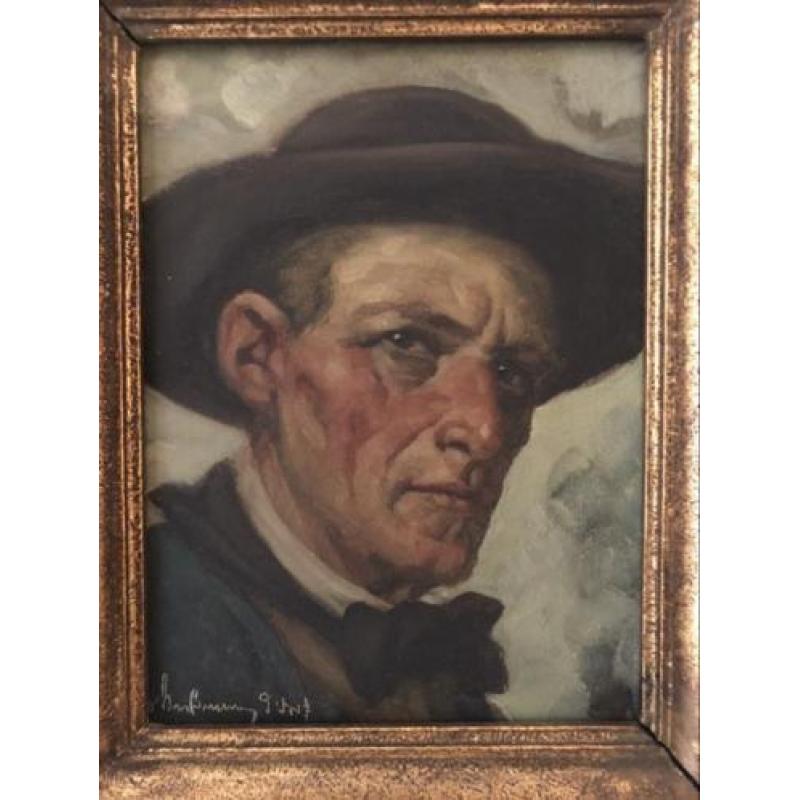 Portret olieverf op doek gesign. Max Bruning / Max Brüning