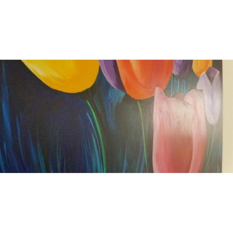 Modern Canvas olieverf op doek schilderij tulpen 120x100 cm