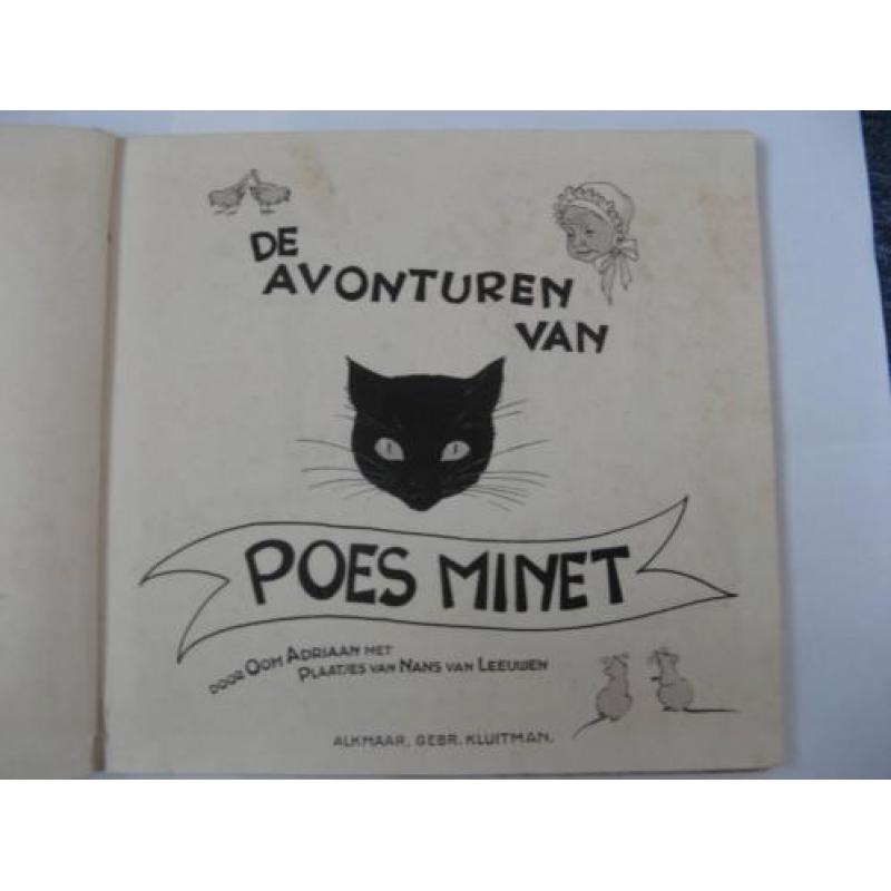 oud kinderboek; de avonturen van poes Minet, oom Adriaan '47