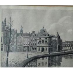 prachtige tekening Haarlem Spaarne Wim Koster (1897-1989)