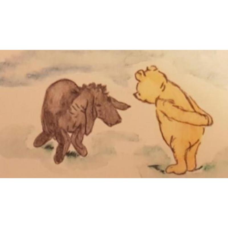 Originele Aquarel Winnie de Pooh Poeh en Iejoor.