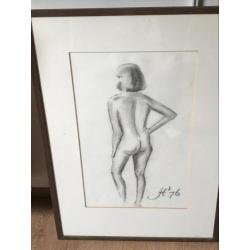 Naakt tekening in aanbieding 48x64 cm