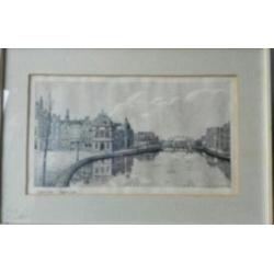 prachtige tekening Haarlem Spaarne Wim Koster (1897-1989)