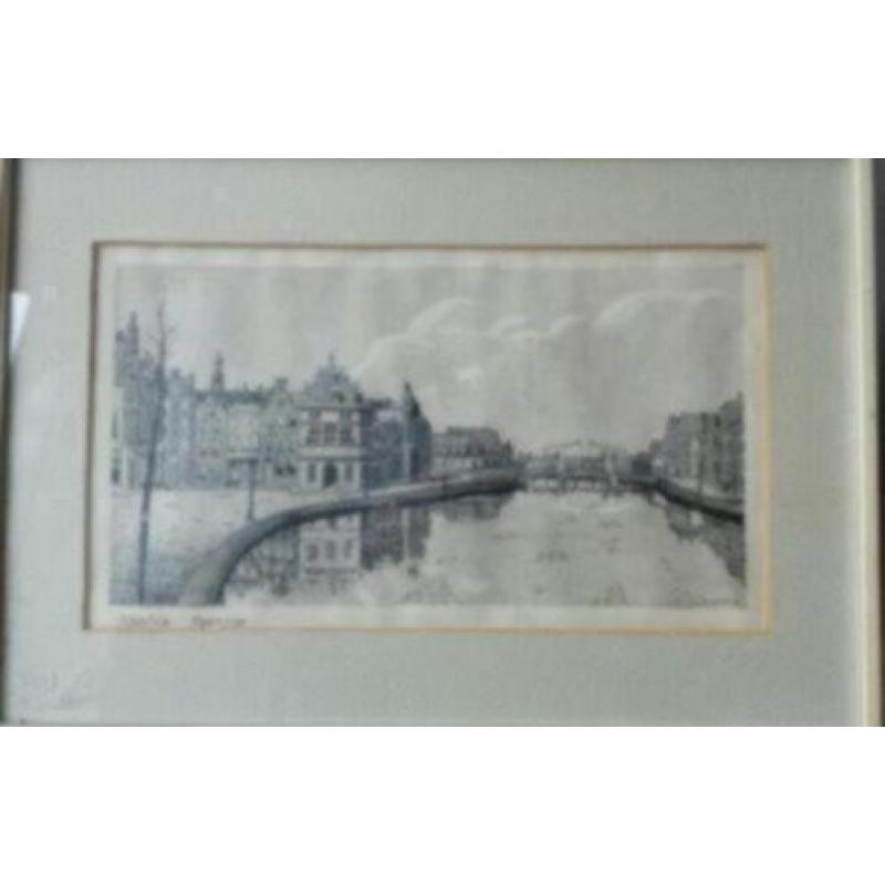 prachtige tekening Haarlem Spaarne Wim Koster (1897-1989)