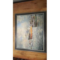 Anton van Unen olieverf Rotterdamse Haven 40 x 50cm doek