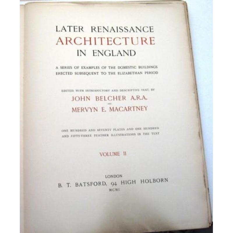 Later Renaissance Architecture in England 1897 Architectuur