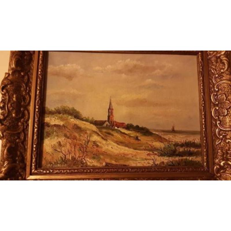 Schilderij Coumou "Kerk in de duinen"