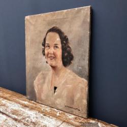 oud sleets portret van engelse dame schilderij kunst vrouw