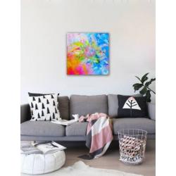 Zelfgemaakt modern abstract schilderij op canvas met acryl