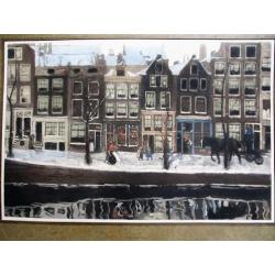 Oude druk Lauriergracht Amsterdam signatuur G.H. Breitner