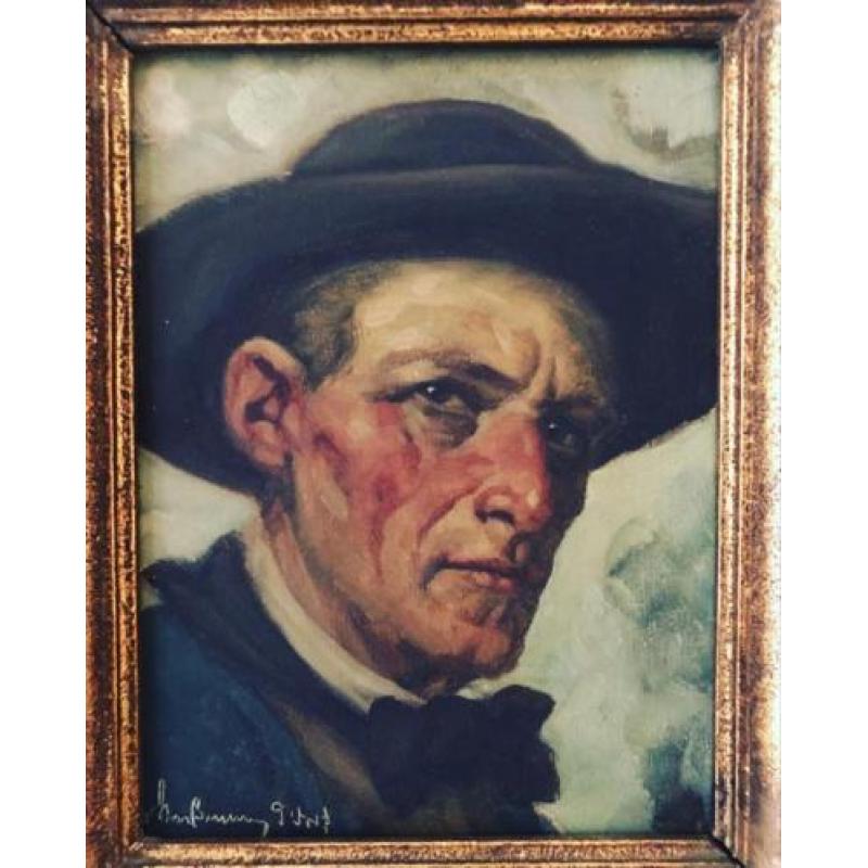 Portret olieverf op doek gesign. Max Bruning / Max Brüning