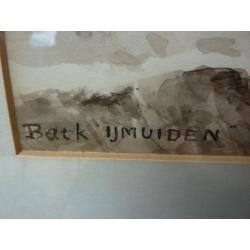 Aquarel van een Bark IJmuiden door Jakob Schol