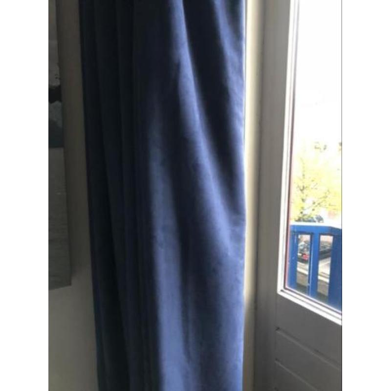 Verduisterende gordijnen blauw velours 2 stuks