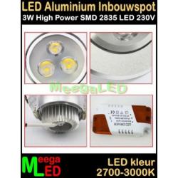 Badkamer - LED inbouwspot spot 230V Ra 3W - 3 Watt - Warmwit