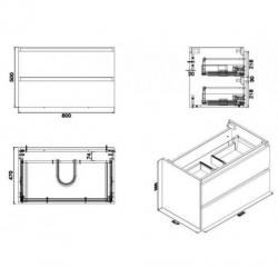 Onderkast Luna 80X47 Wit (2 Laden)