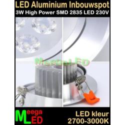 Badkamer - LED inbouwspot spot 230V Ra 3W - 3 Watt - Warmwit