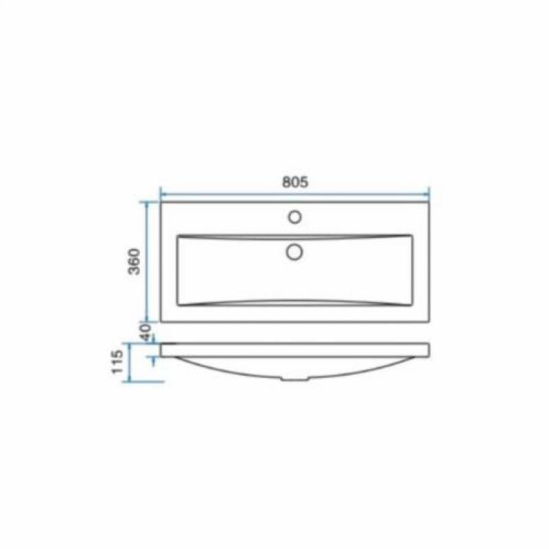 Badmeubel Set Extra Compact 80X36 Cm Houtnerf Grijs