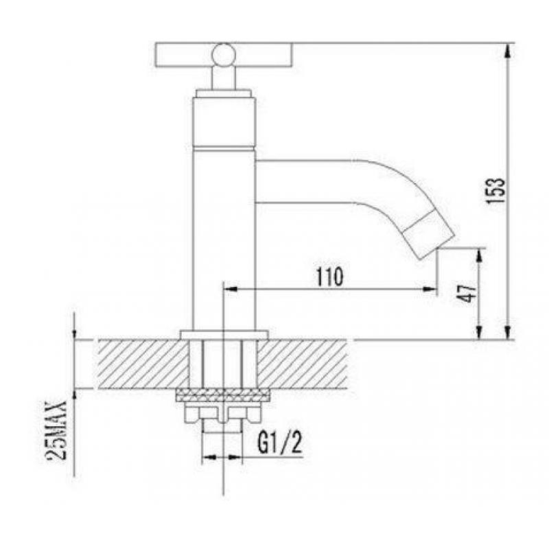 Cross Toiletkraan 1/2" Chroom