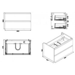 Badkamermeubel Luna 80X47 Met Wastafel Hoogglans Grijs (2...