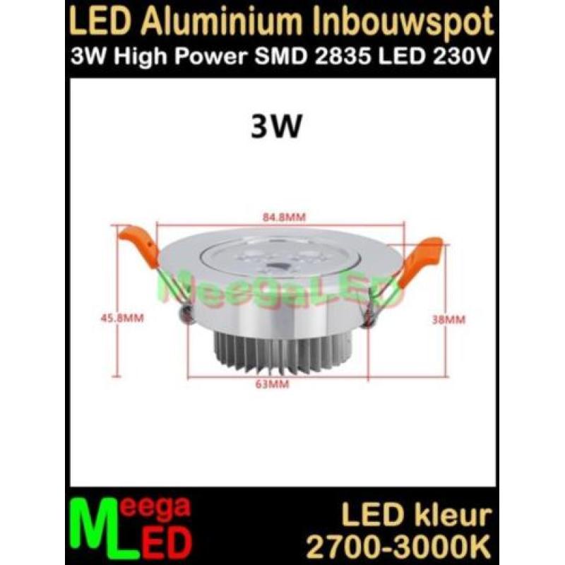 Badkamer - LED inbouwspot spot 230V Ra 3W - 3 Watt - Warmwit